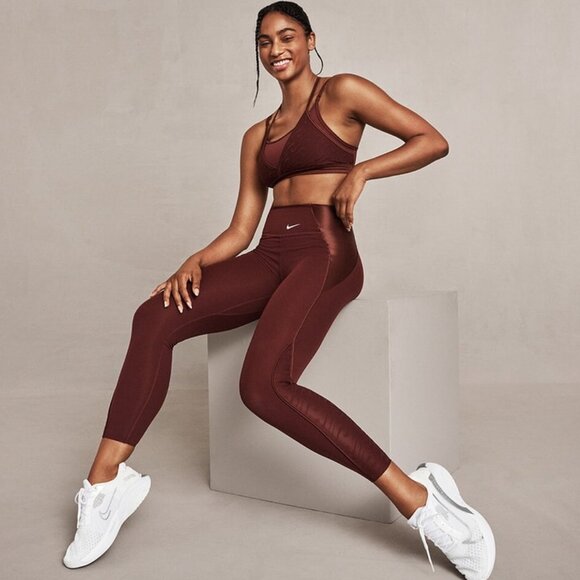 Nike One Luxe Icon Clash 7/8 Leggings - Bronze Eclipse - Size Small - Picture 1 of 10